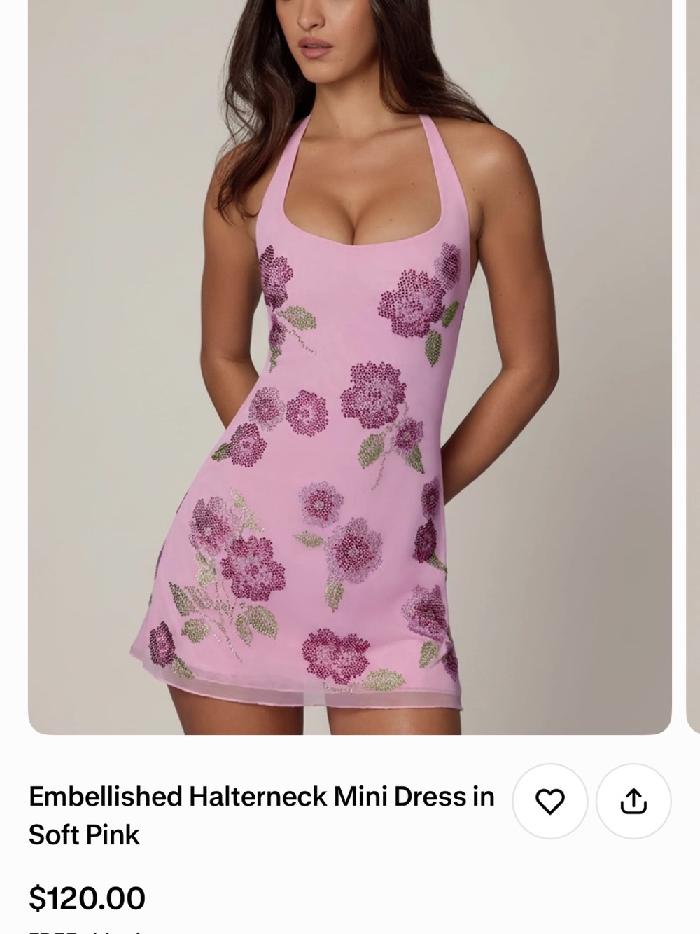 Oh Polly Lilac Halter Sequin Floral Mini Dress - Picture 1 of 4